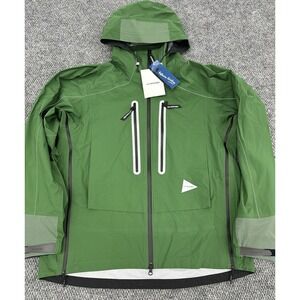 And Wander Men's Large Pertex Shield Hooded Rain Jacket Waterproof Outdoor Green